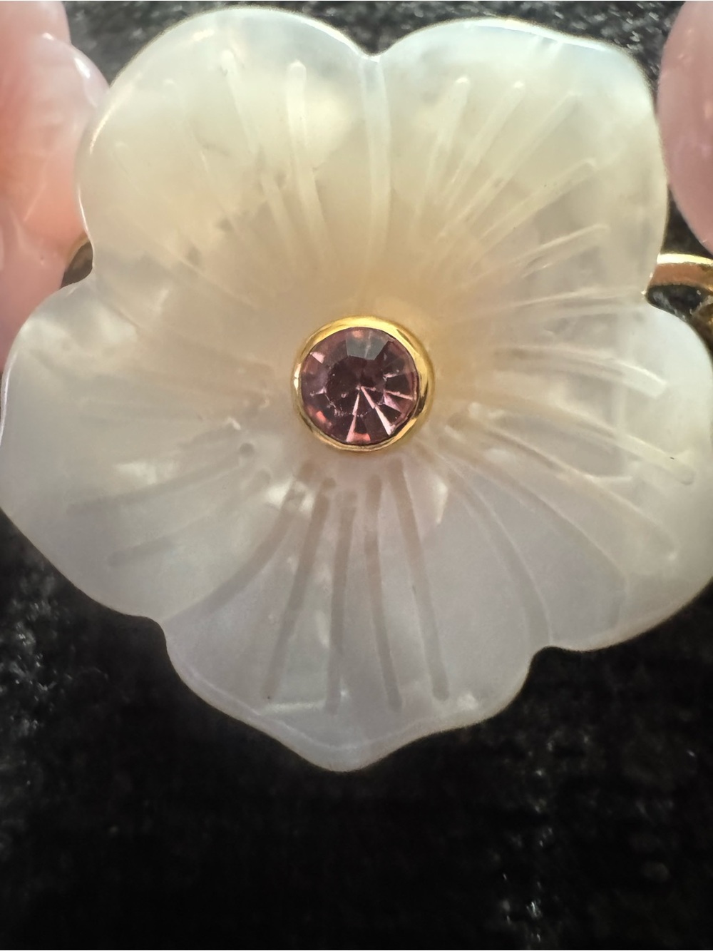 TALBOT’S Floral Resin Statement Necklace - Pink & Cream - Picture 2 of 4